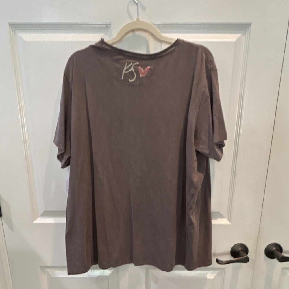 Kyla Seo Comfort Peace Tee Dark Grey Screenprinted Raw Hem Handmade XL - Picture 5 of 8